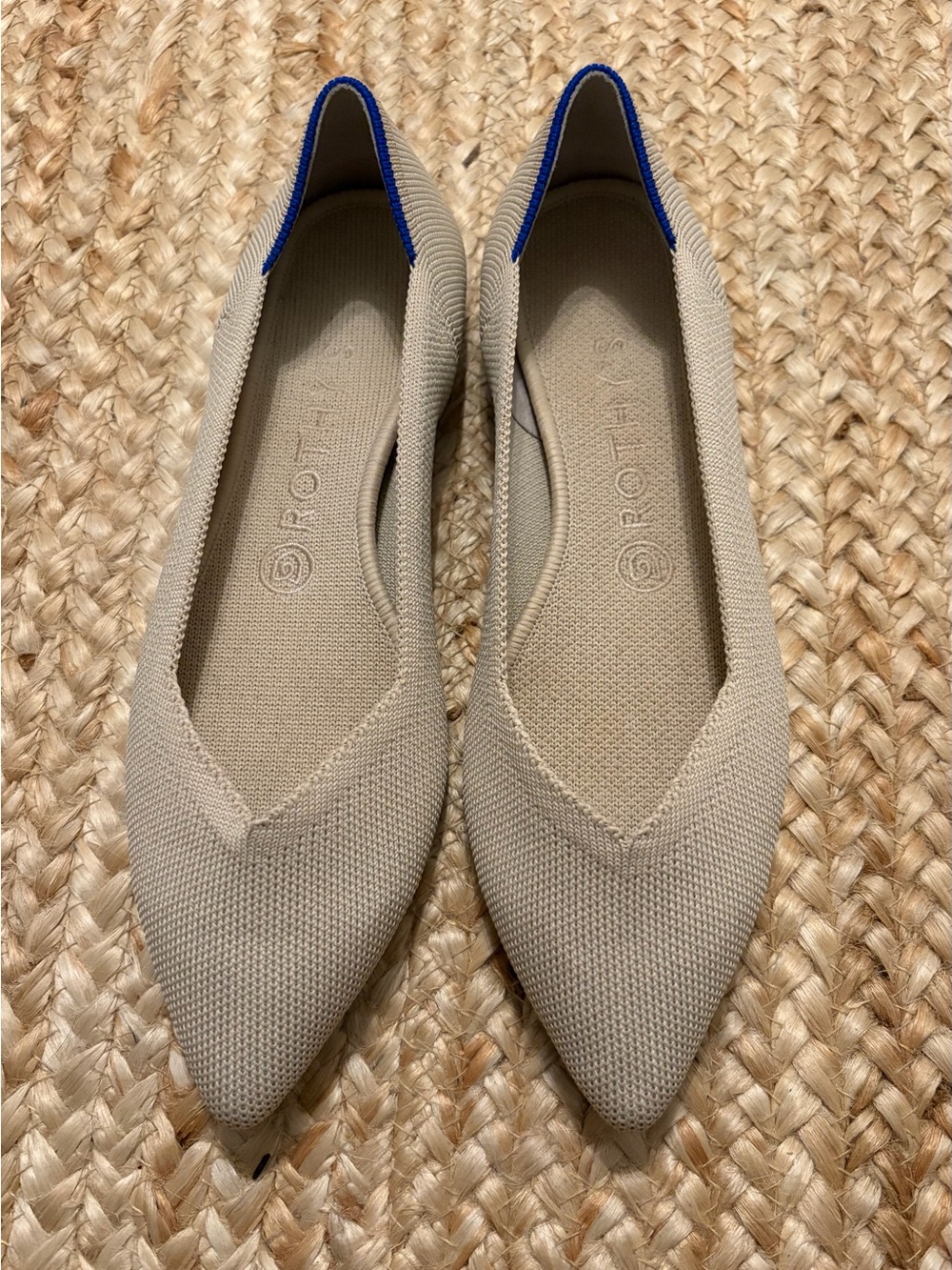 Rothy's Pointed Toe Flat in Light Beige